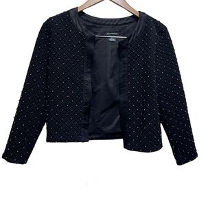 Club Monaco Black & Silver Beaded Cropped Jacket Sz XS